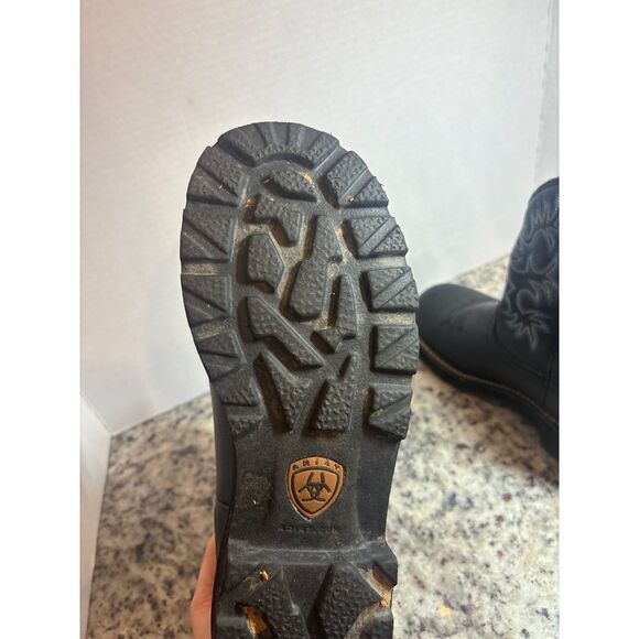 Ariat Fatbaby Black Blue Western Cowboy Boots Size 9.5 Mid Calf Embroidered - Picture 12 of 12